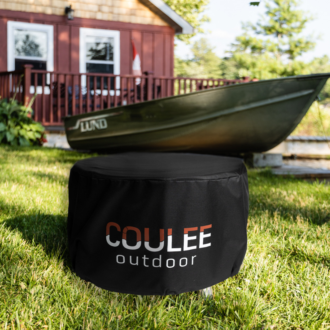 CouleeYard™ 19 Essential Bundle - Smokeless Fire Pit, Spark Screen, Stainless Steel Lid, Ash Scoop, Fire Tool, Fabric Cover